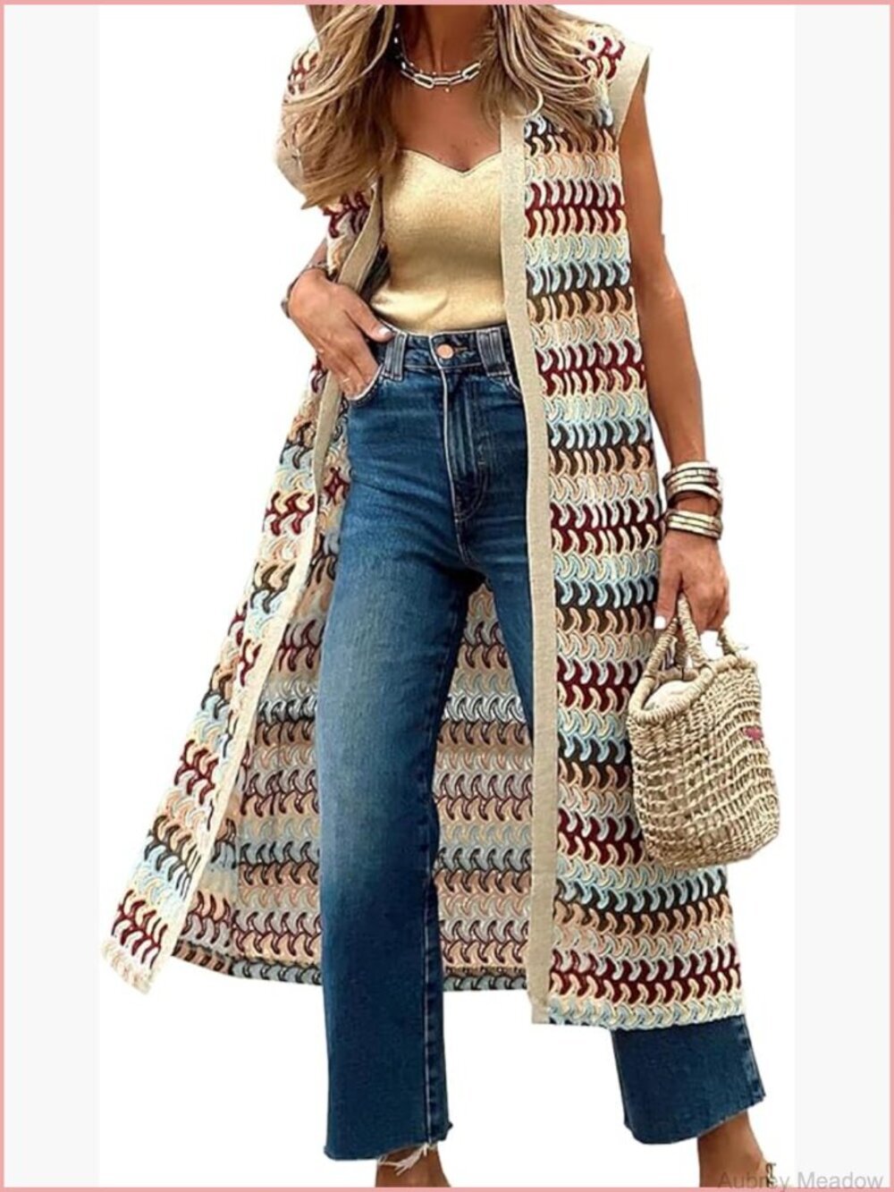 Long Open Front Cardigan Sweater Sleeveless Knit Tunic Tops Loose Dressy